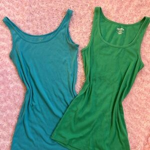 Perfection Ribbed Tank Tops in Teal and Green Duo
